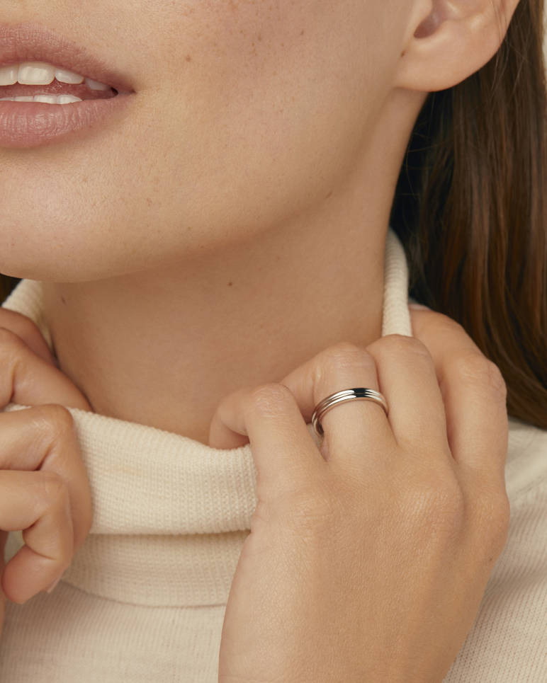 Godron铂金婚戒，小型款