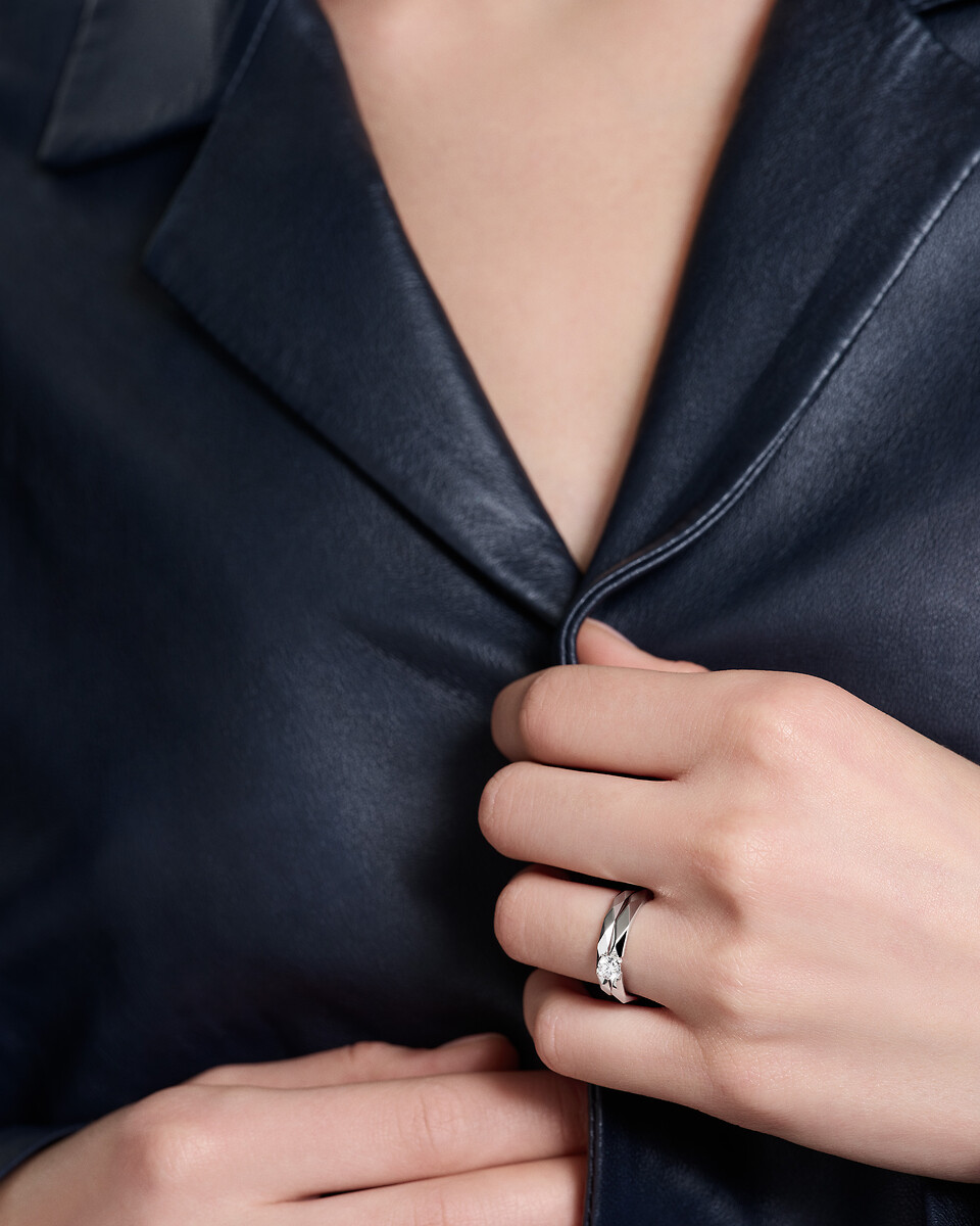 Facette铂金婚戒，小型款