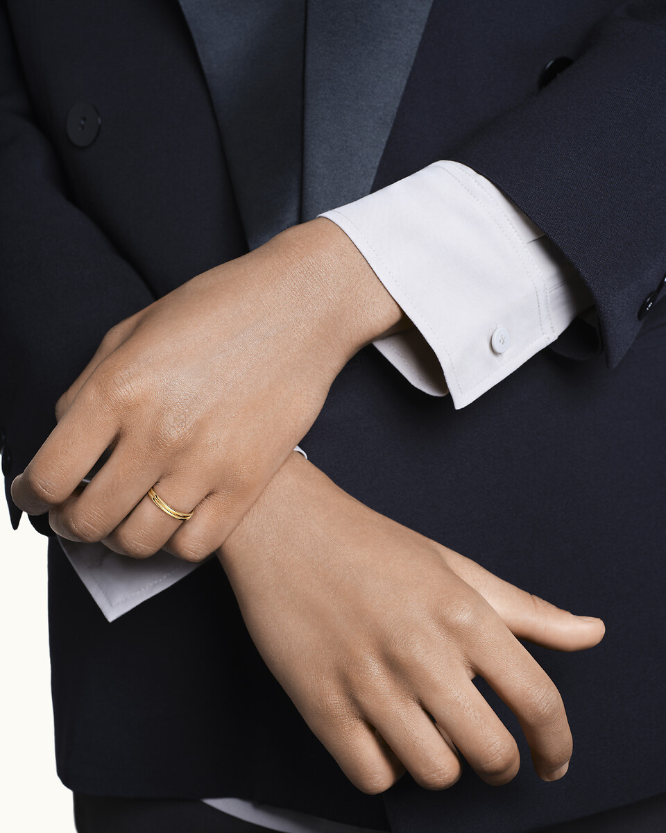 Double Godron黄金婚戒