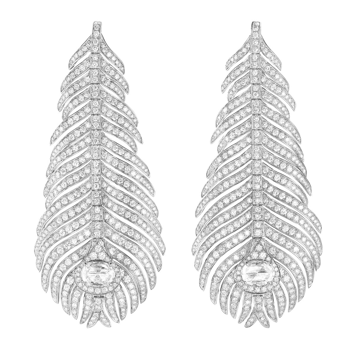 Plume de Paon pendant earrings