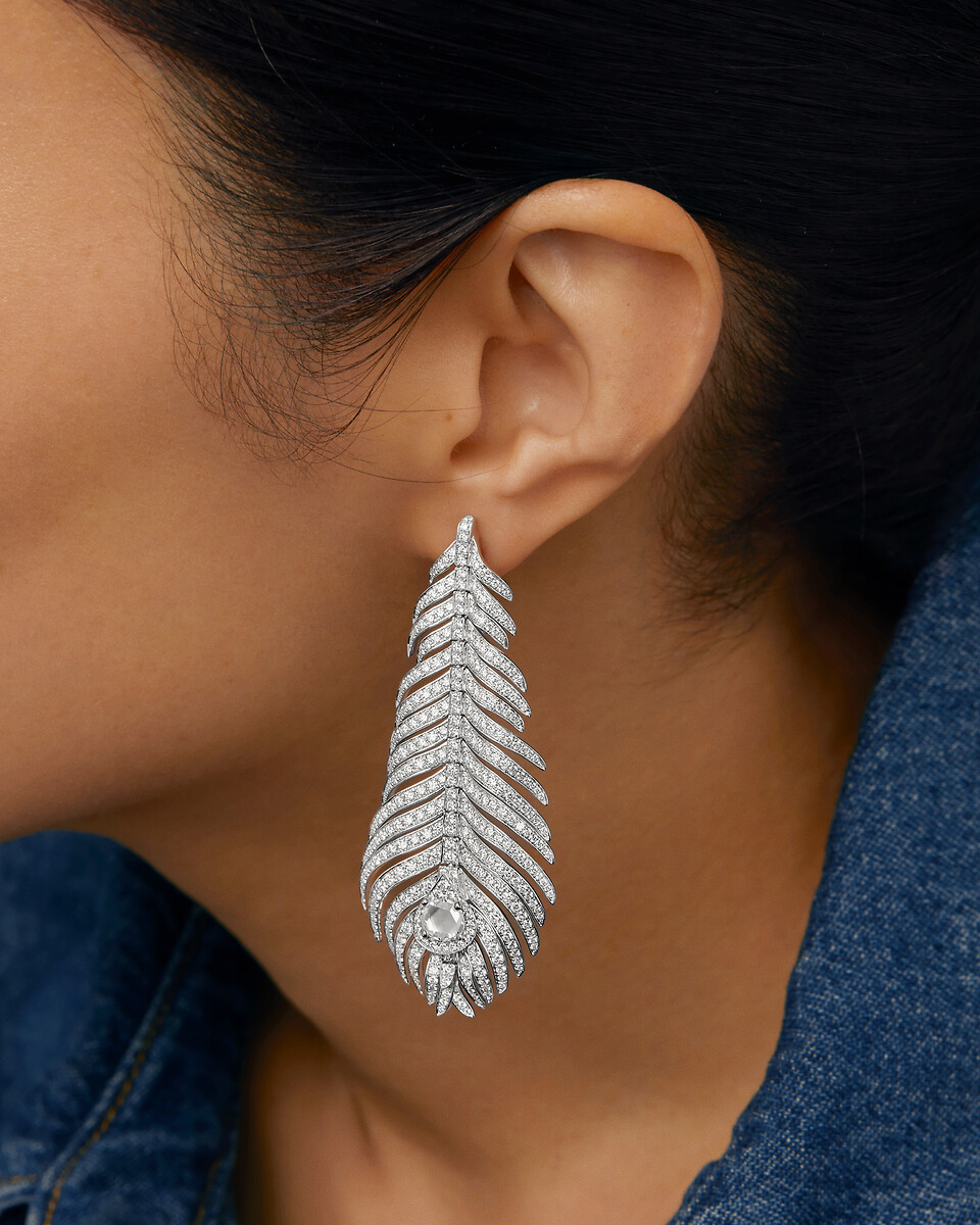 plume de paon孔雀羽毛耳环