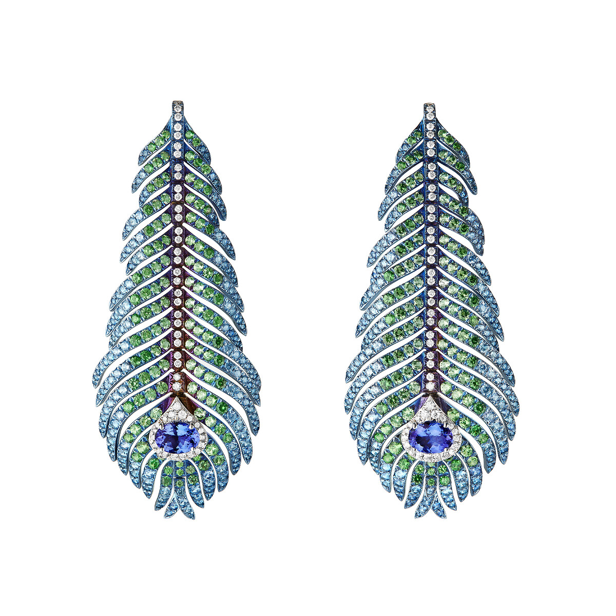 Plume de Paon 孔雀羽毛耳环