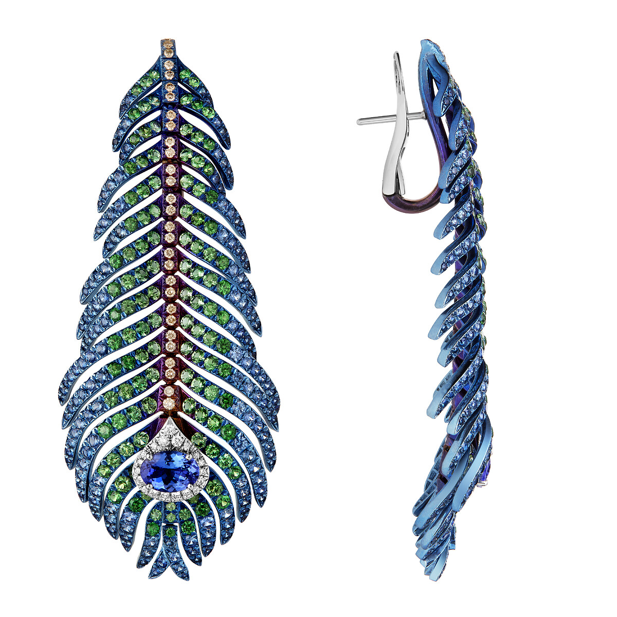 Plume de Paon 孔雀羽毛耳环