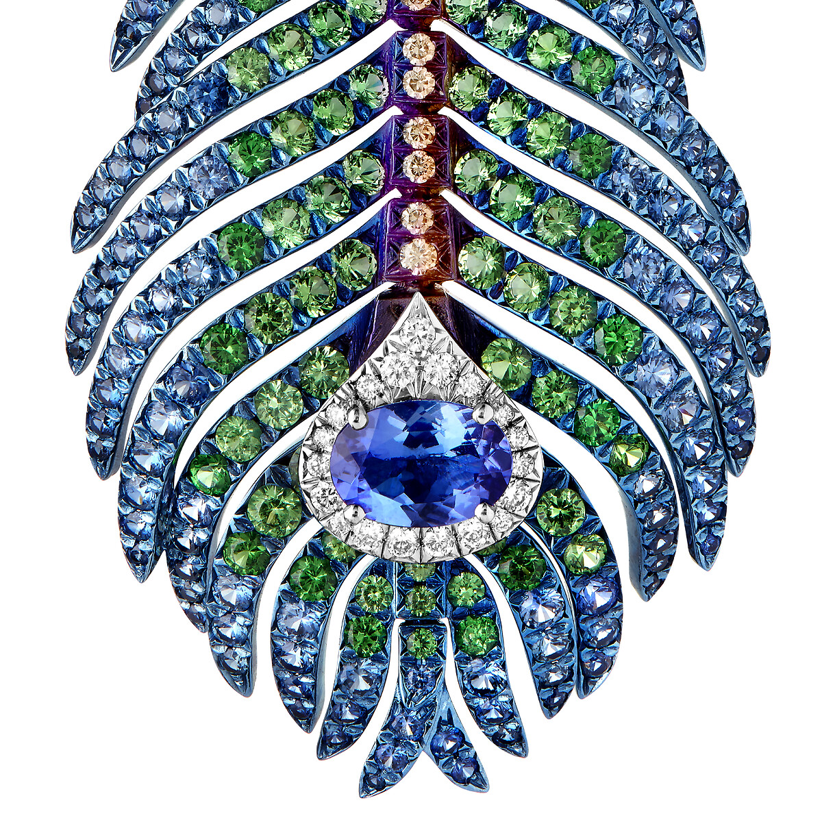 Plume de Paon 孔雀羽毛耳环